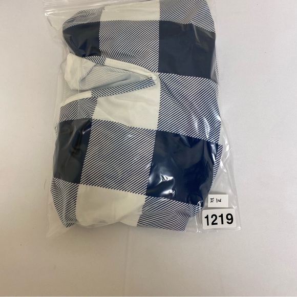 UDEAR Navy & White Buffalo Check Empire-Waist V-Neck Hooded Tunic Women size XXL - Picture 7 of 7